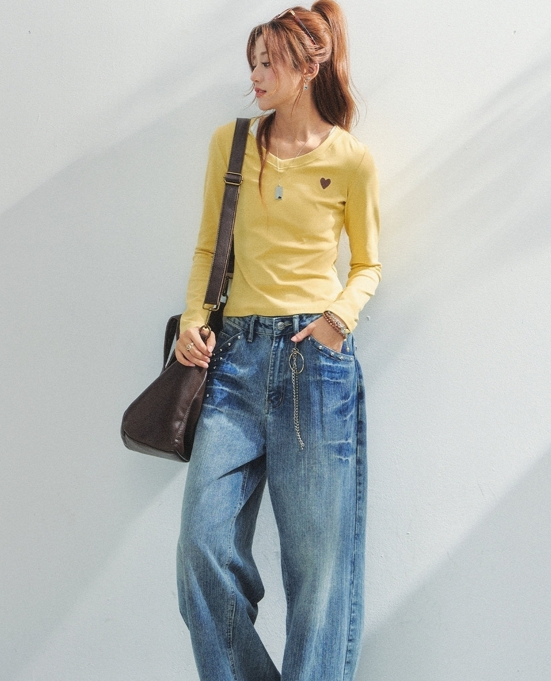 Sweet Heart Embroidered Slim Fit Top