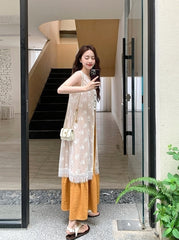 Sweet Orange Tassel Layered Dress Set