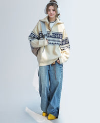 Sweet Puppy Embroidered Cozy Knitted Sweater