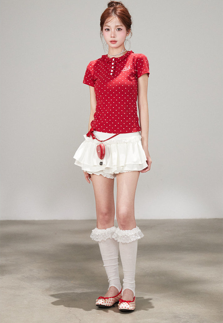 Sweet White Cake Skirt Ballet Style Pleated Mini Skirt