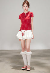 Sweet White Cake Skirt Ballet Style Pleated Mini Skirt
