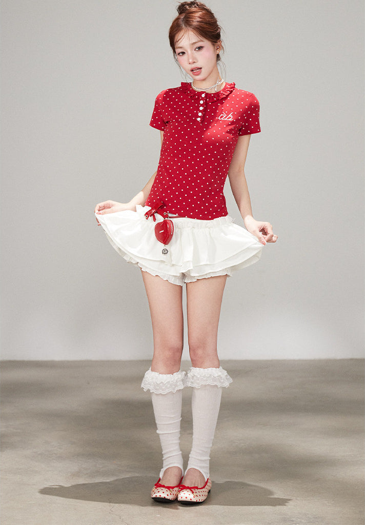 Sweet White Cake Skirt Ballet Style Pleated Mini Skirt
