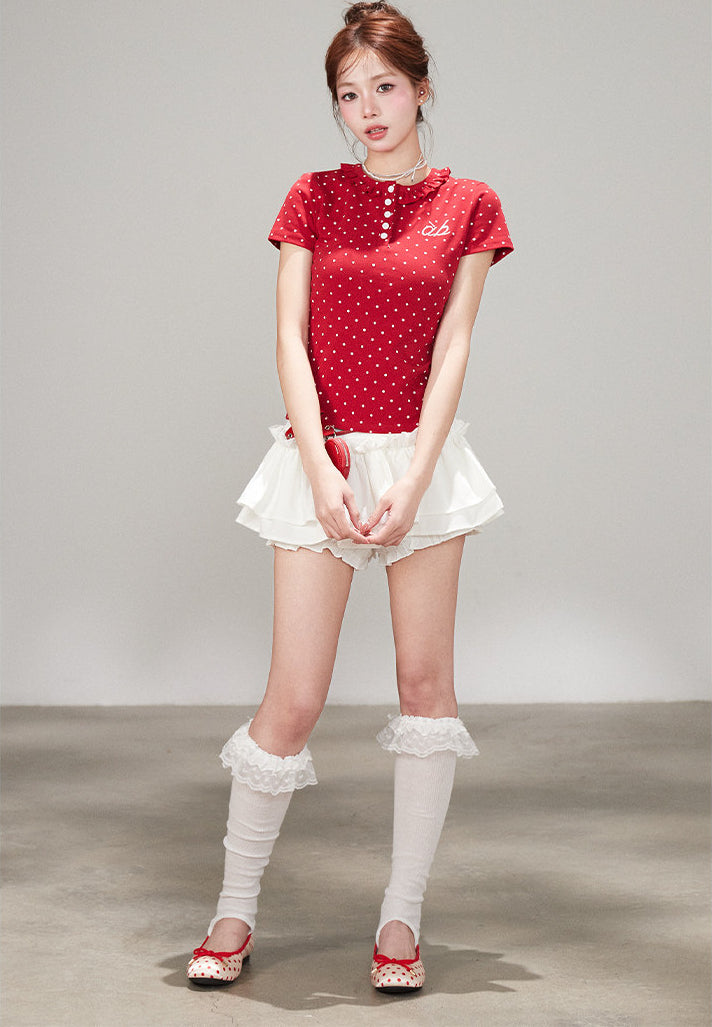 Sweet White Cake Skirt Ballet Style Pleated Mini Skirt