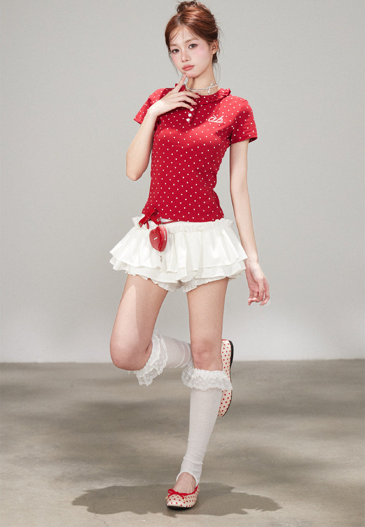 Sweet White Cake Skirt Ballet Style Pleated Mini Skirt