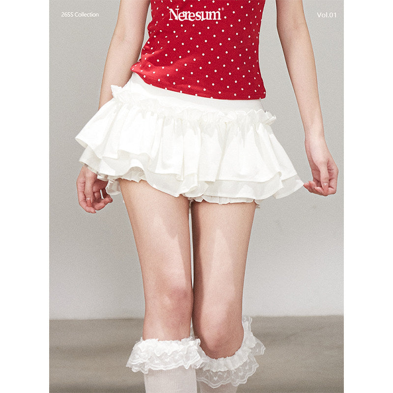 Sweet White Cake Skirt Ballet Style Pleated Mini Skirt
