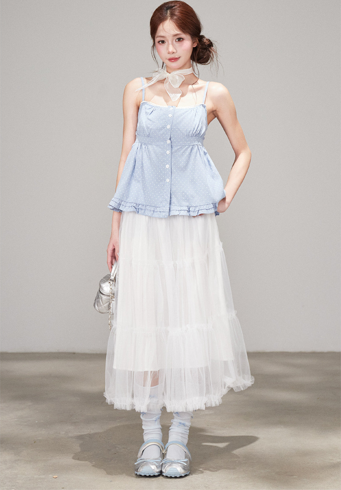 Sweet White Mesh Tulle Cake Skirt