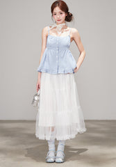 Sweet White Mesh Tulle Cake Skirt