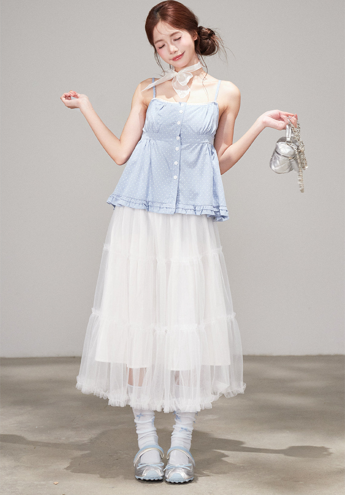 Sweet White Mesh Tulle Cake Skirt