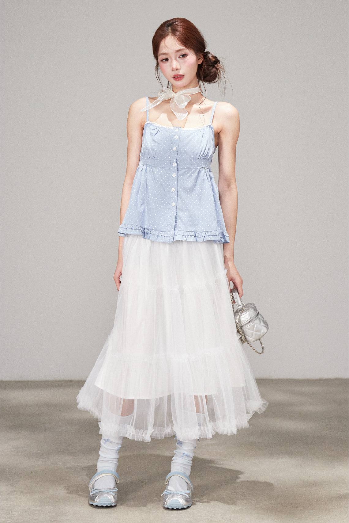 Sweet White Mesh Tulle Cake Skirt