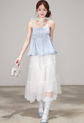 Sweet White Mesh Tulle Cake Skirt
