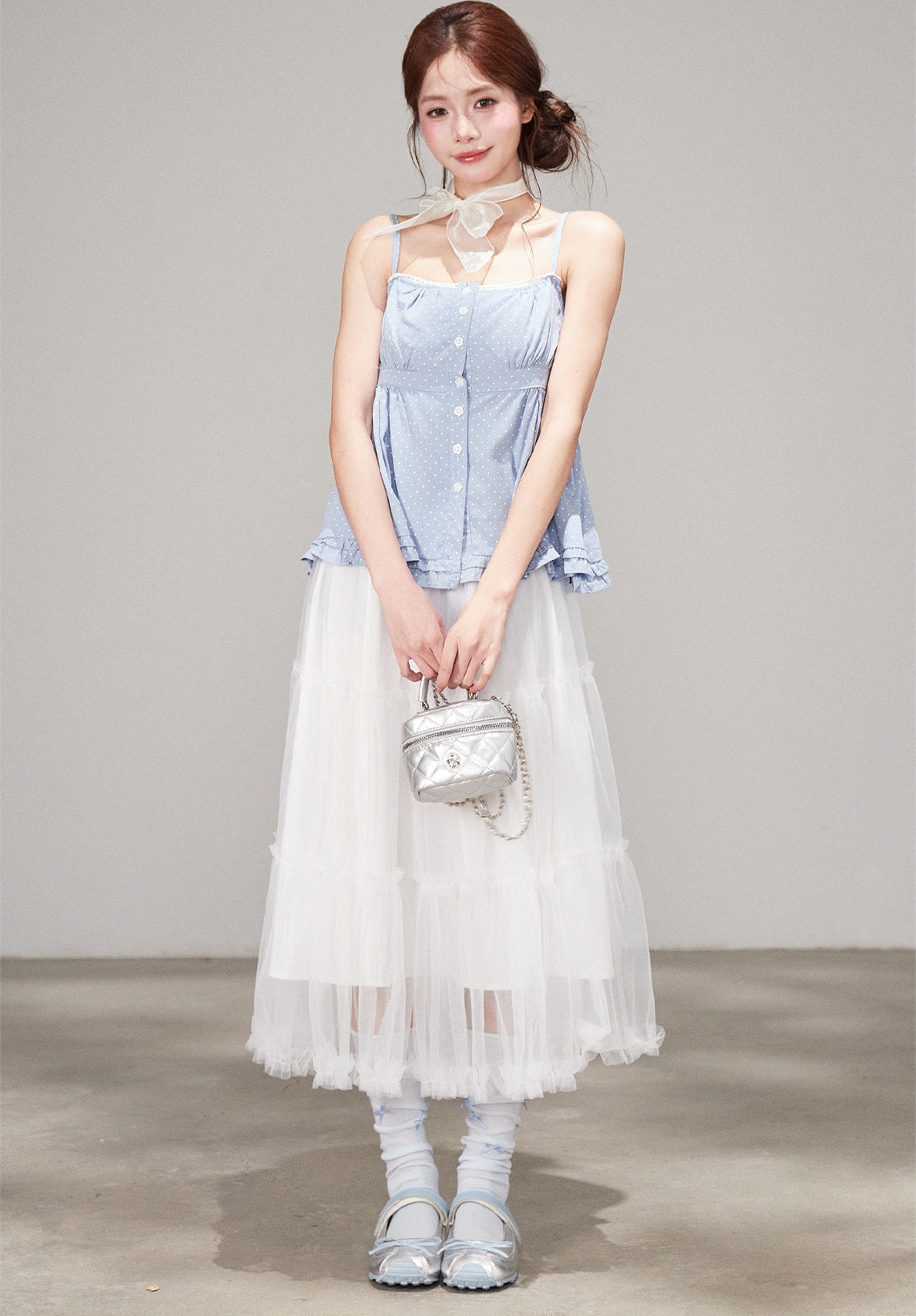 Sweet White Mesh Tulle Cake Skirt
