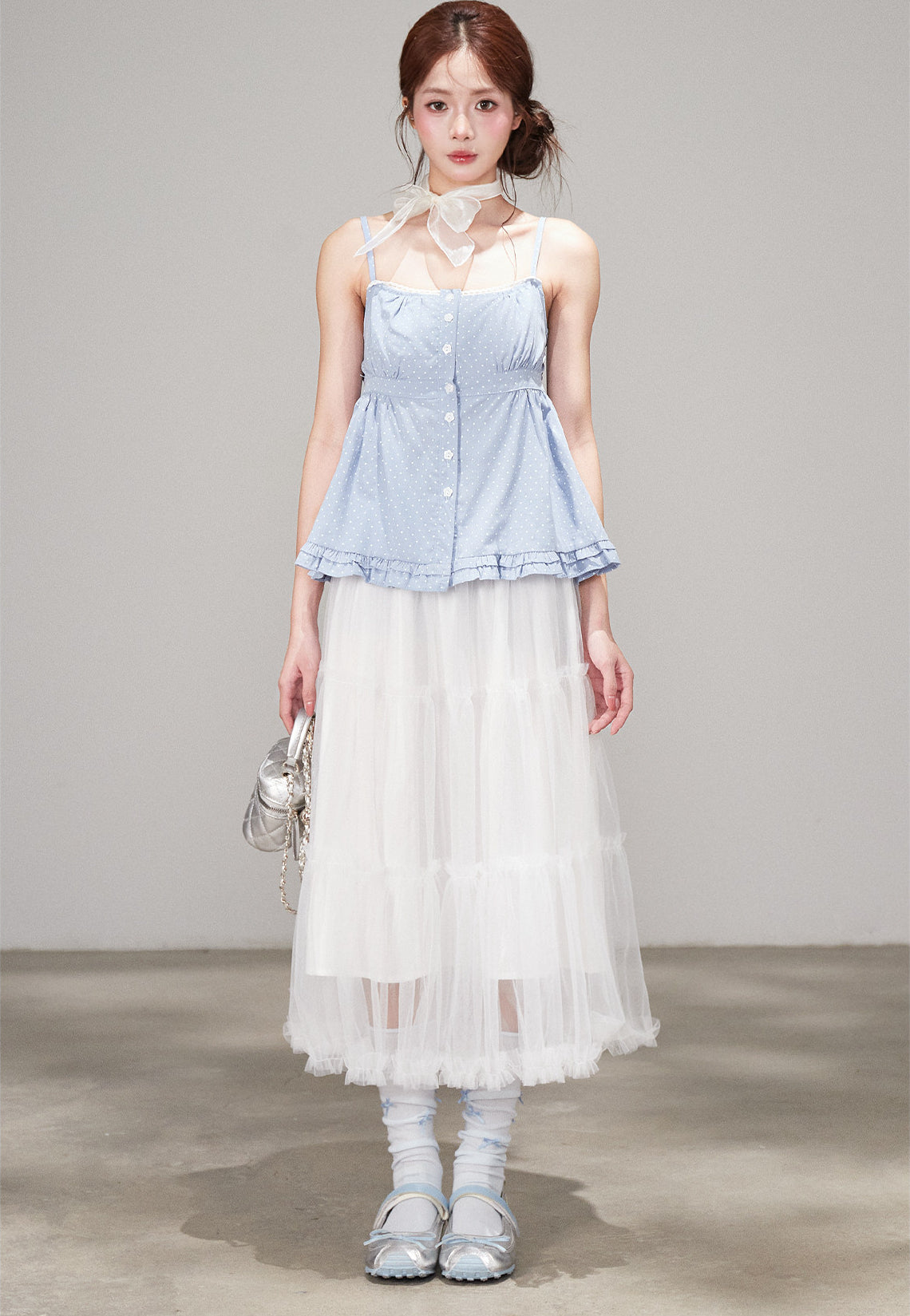 Sweet White Mesh Tulle Cake Skirt