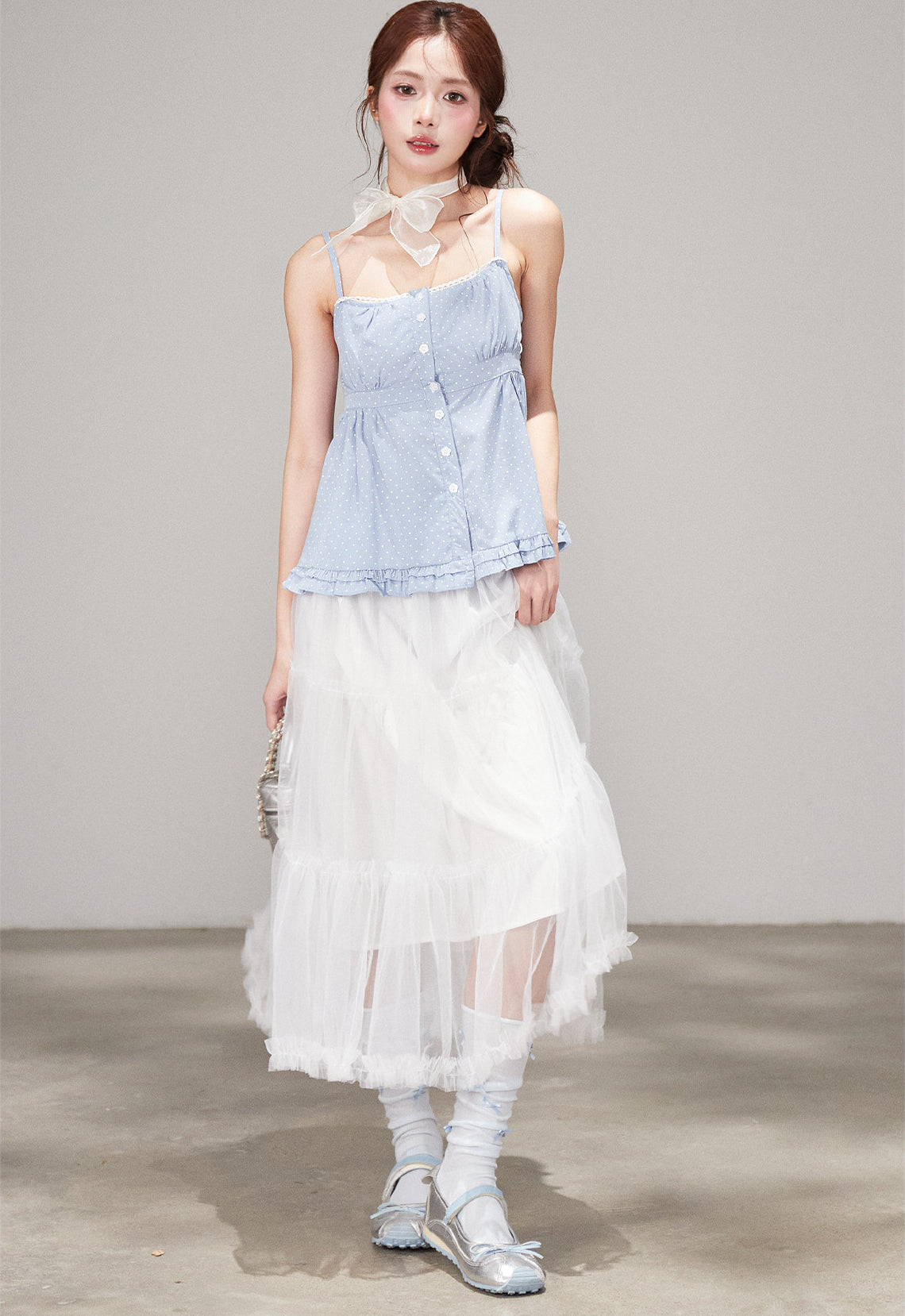 Sweet White Mesh Tulle Cake Skirt