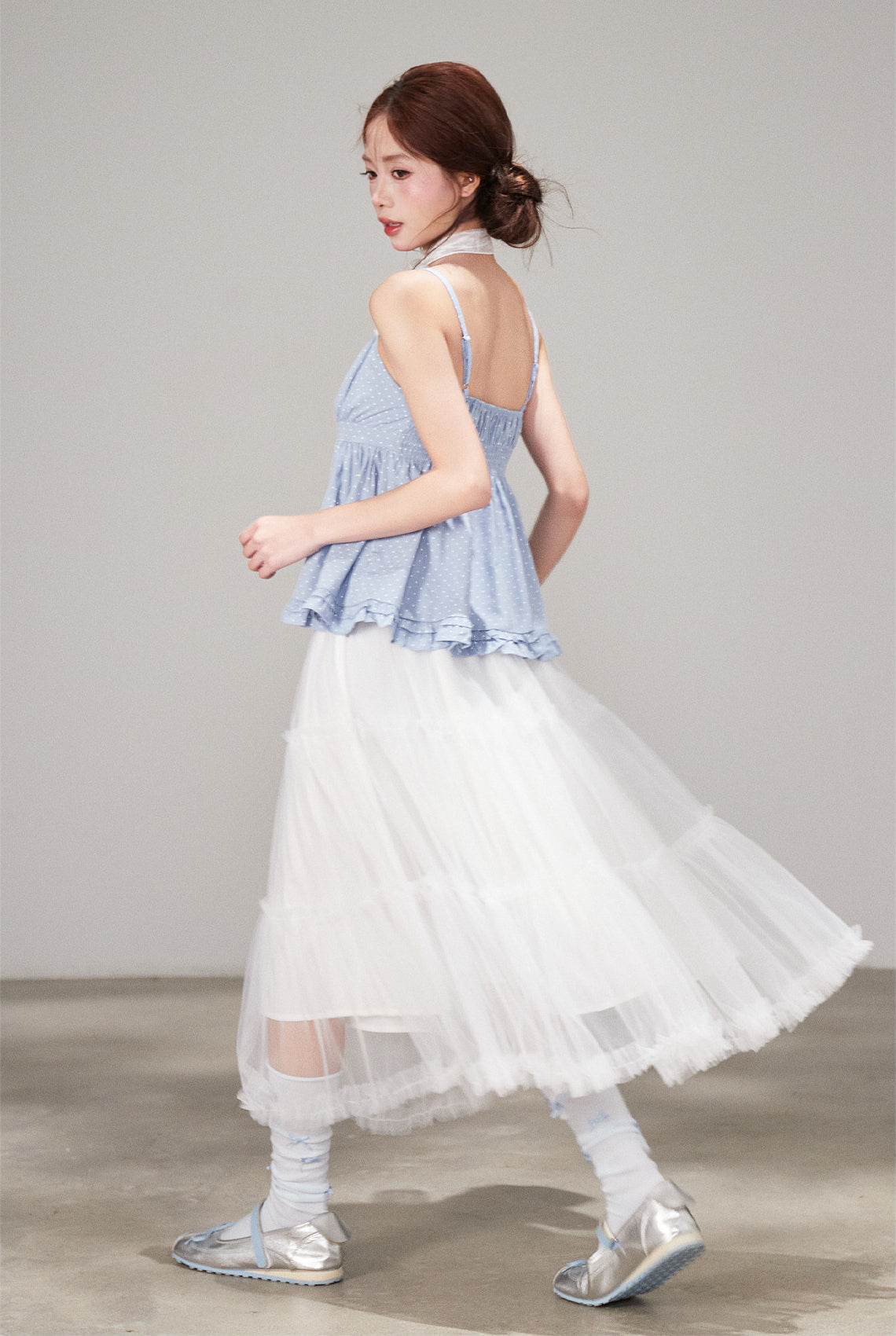Sweet White Mesh Tulle Cake Skirt