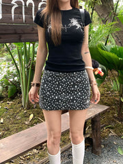 Sweetheart Star Print High Waist Mini Skirt