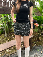 Sweetheart Star Print High Waist Mini Skirt