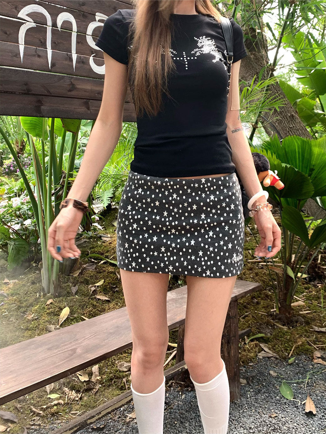 Sweetheart Star Print High Waist Mini Skirt