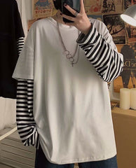 Black Oversized T-Shirt With Fake Sleeves
