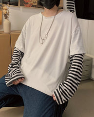 Black Oversized T-Shirt With Fake Sleeves