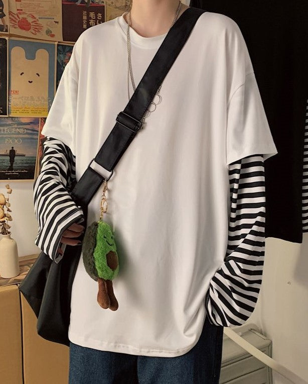 Black Oversized T-Shirt With Fake Sleeves