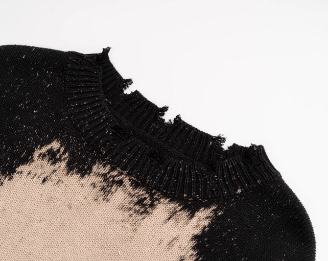 Black Tie-Dye Pin Embellished Sweater