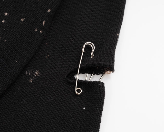 Black Tie-Dye Pin Embellished Sweater