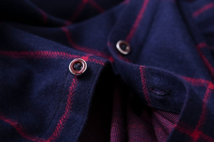 Blue Checkered Button-Up Shirt
