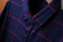Blue Checkered Button-Up Shirt