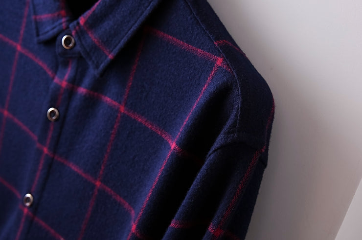 Blue Checkered Button-Up Shirt