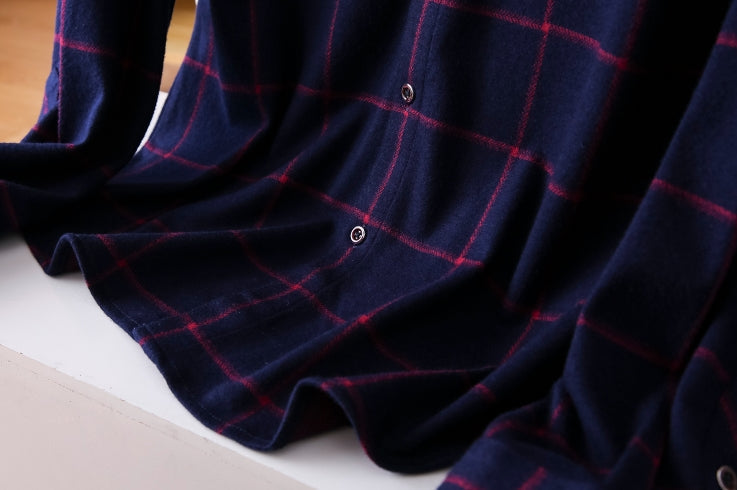 Blue Checkered Button-Up Shirt