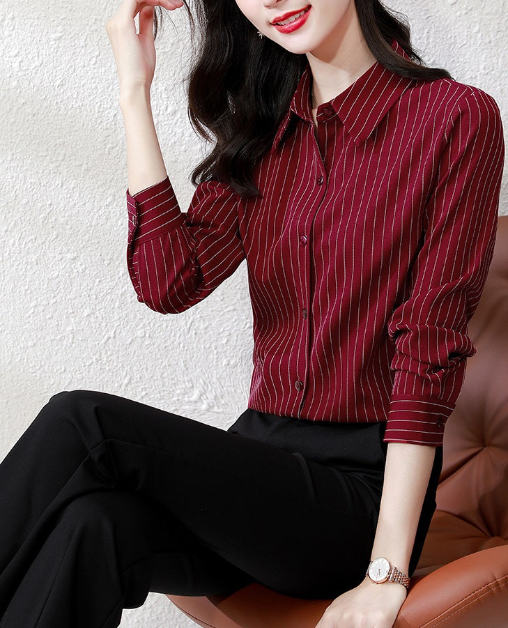Red Stripe Collared Shirt