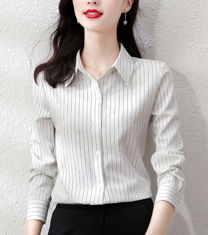 Red Stripe Collared Shirt