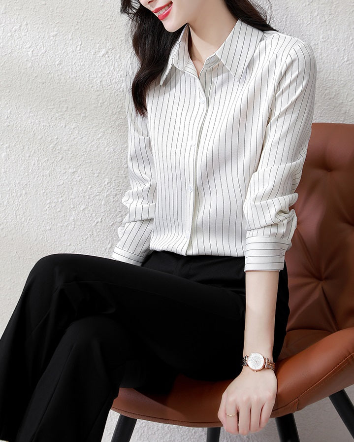 Red Stripe Collared Shirt