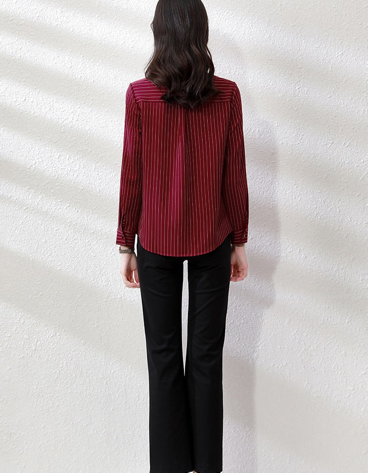 Red Stripe Collared Shirt