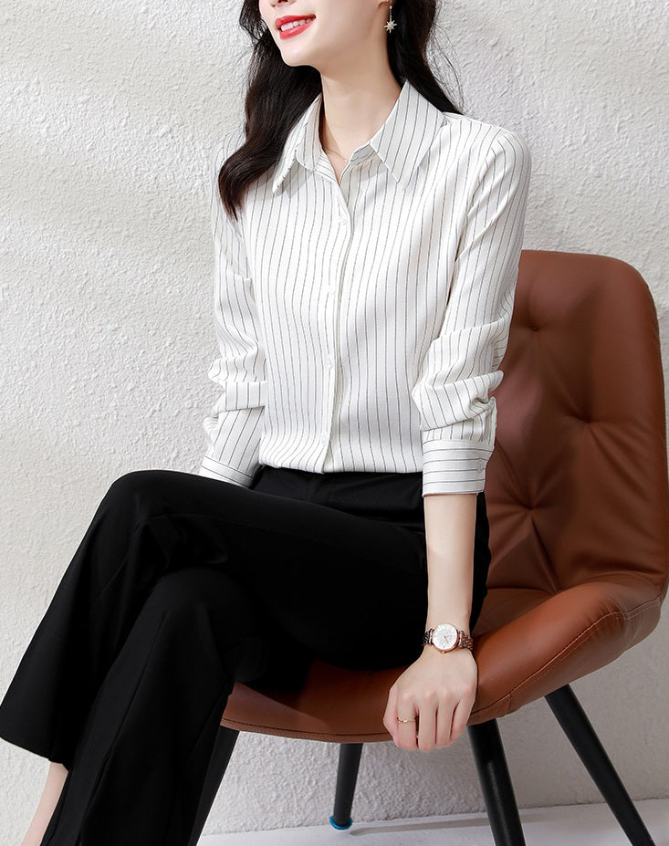 Red Stripe Collared Shirt