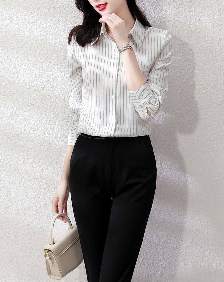 Red Stripe Collared Shirt