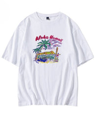 White Aloha Printed T-Shirt