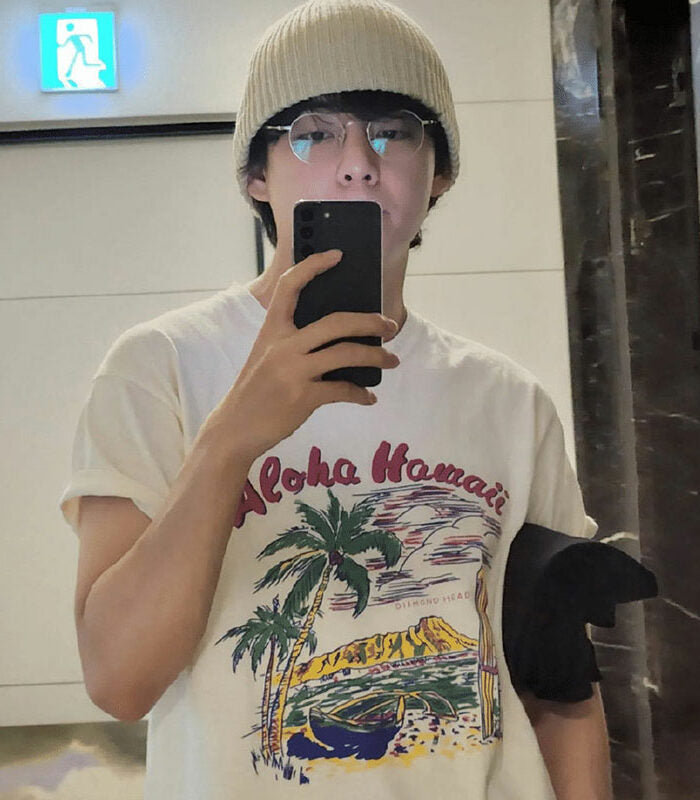 White Aloha Printed T-Shirt