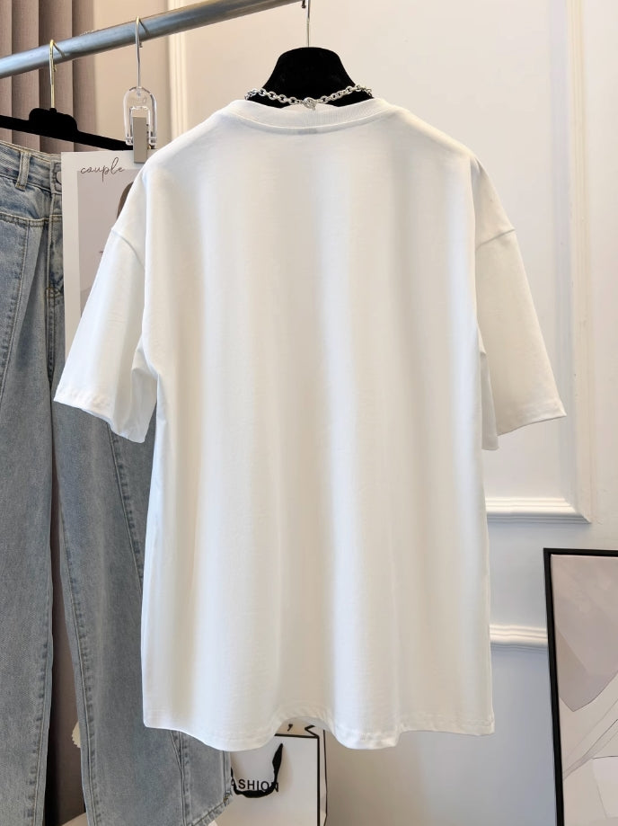 White Scenery Print T-Shirt