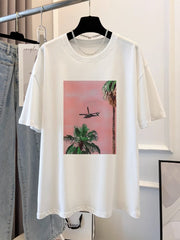 White Scenery Print T-Shirt