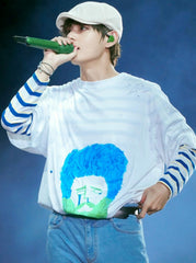 White Taehyung Own Design Graffiti T-Shirt