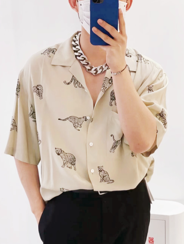 Beige Leopard Printed Shirt