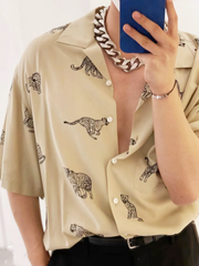 Beige Leopard Printed Shirt