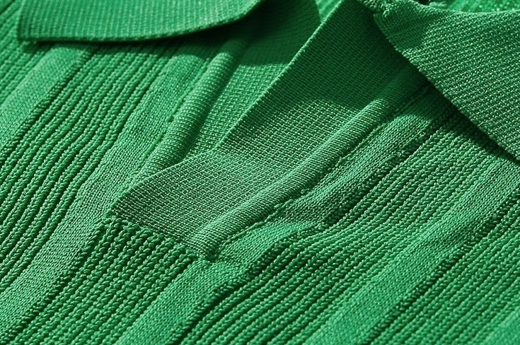 Textured Knit Polo Short Sleeve Shirt Trendy Style