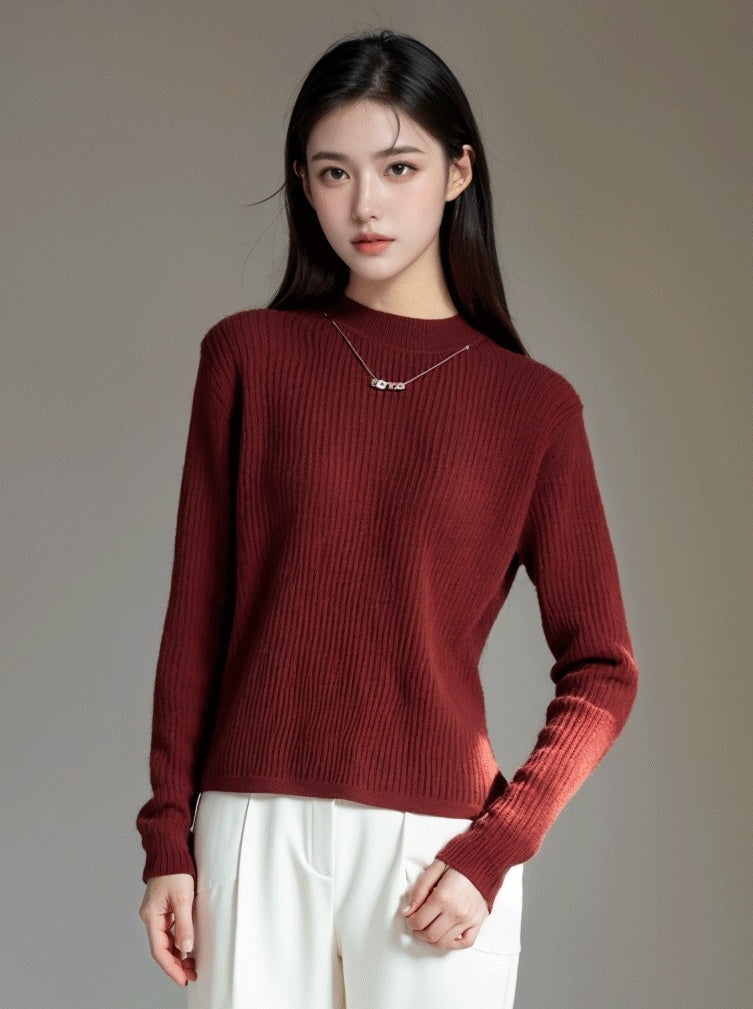 Thickened High Neck Sweater In Red