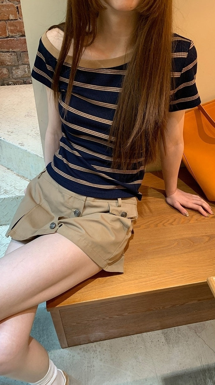 Trendy A Line Mini Skirt With Utility Design