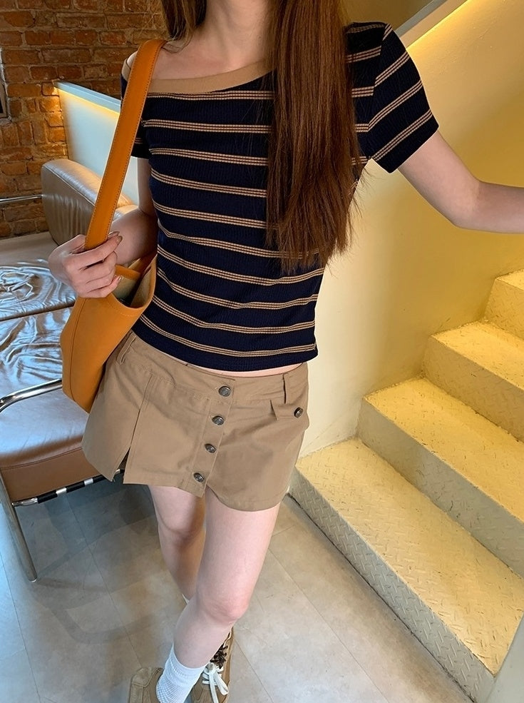 Trendy A Line Mini Skirt With Utility Design
