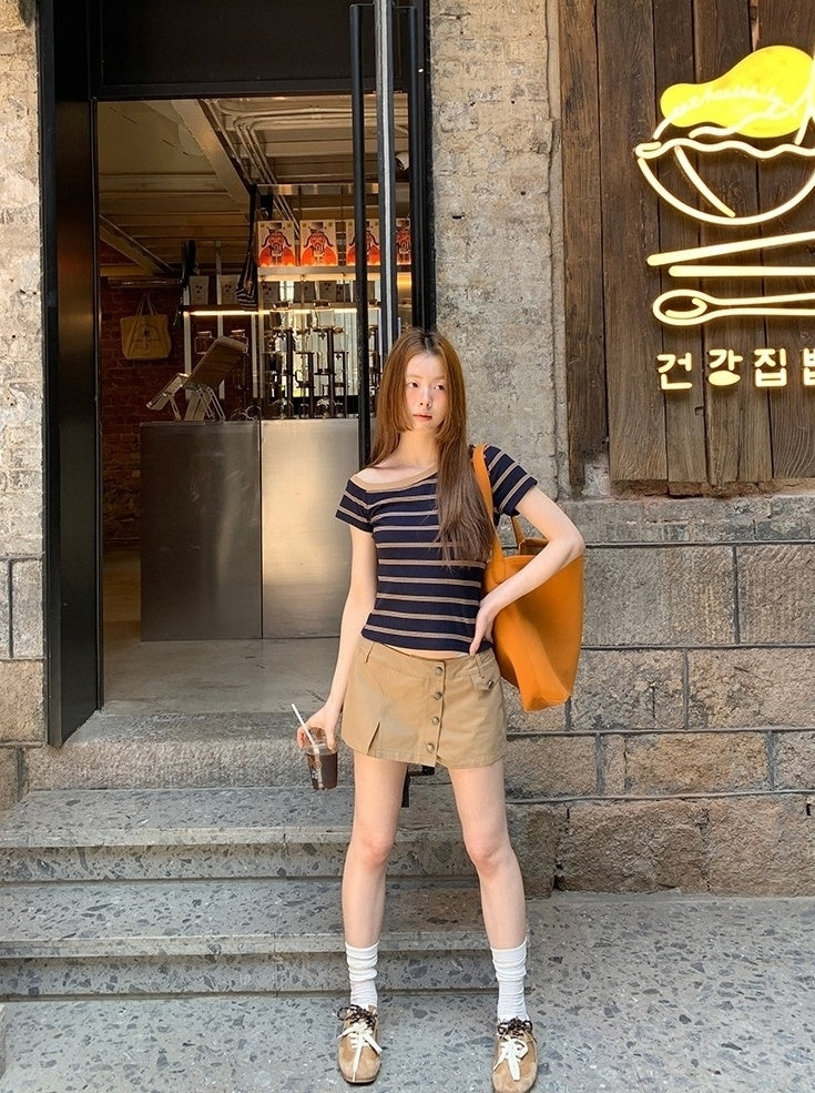 Trendy A Line Mini Skirt With Utility Design