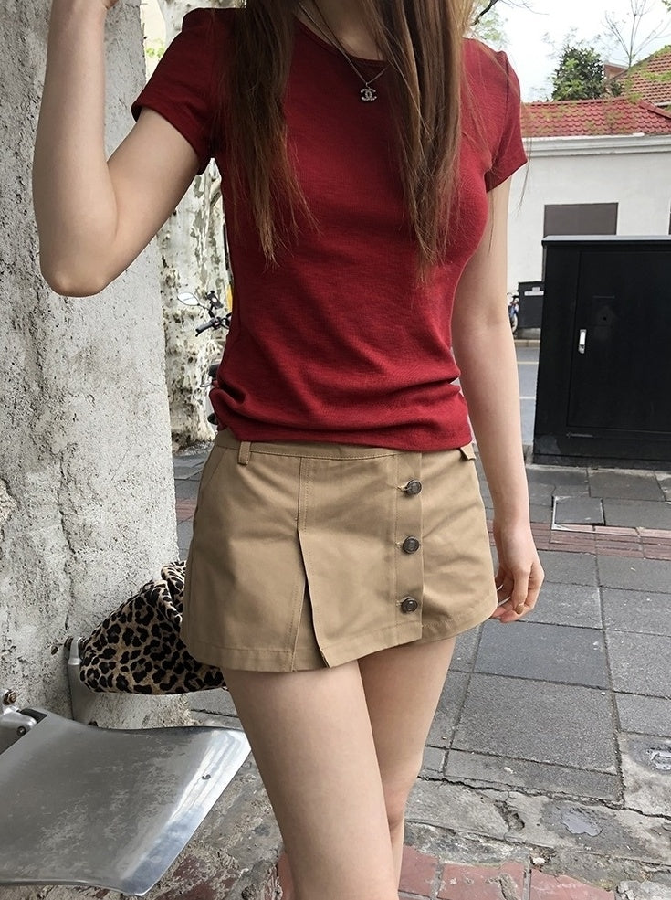 Trendy A Line Mini Skirt With Utility Design