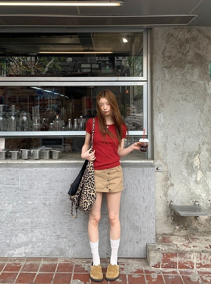Trendy A Line Mini Skirt With Utility Design